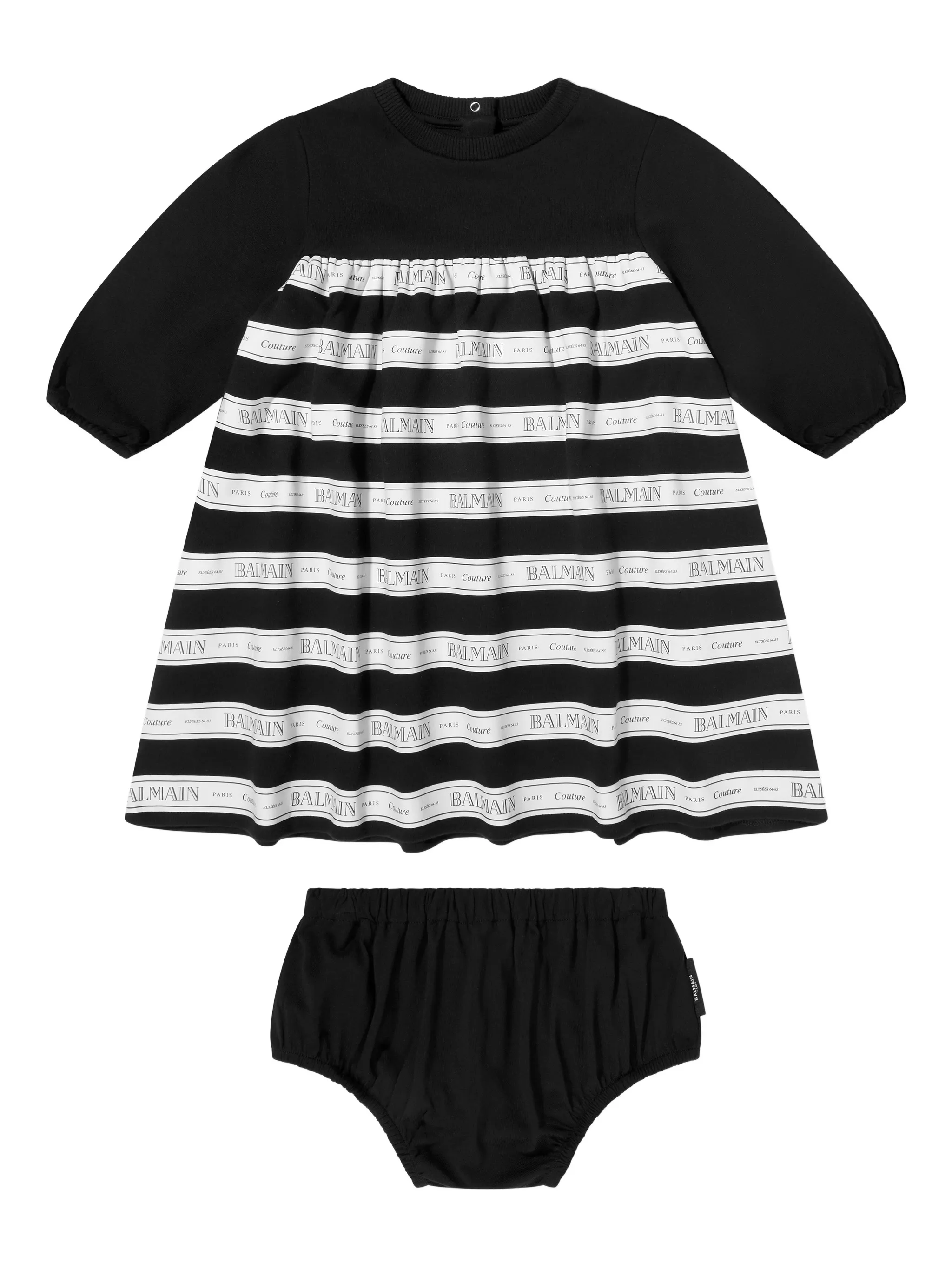 Платье в полоску с длинным рукавом Balmain Kids, черный
Платье в полоску с длинным рукавом Balmain Kids, черный