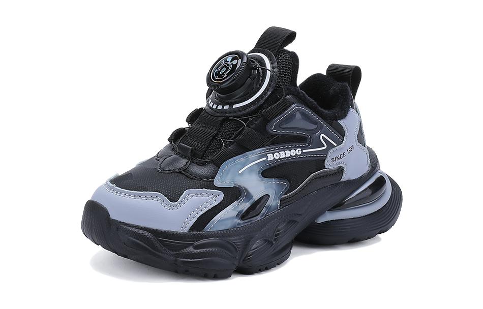 Нескользящая, противоударная, износостойкая, дышащая детская обувь для повседневной носки BOBDOG, черный/серый 
Нескользящая, противоударная, износостойкая, дышащая детская обувь для повседневной носки BOBDOG, черный/серый