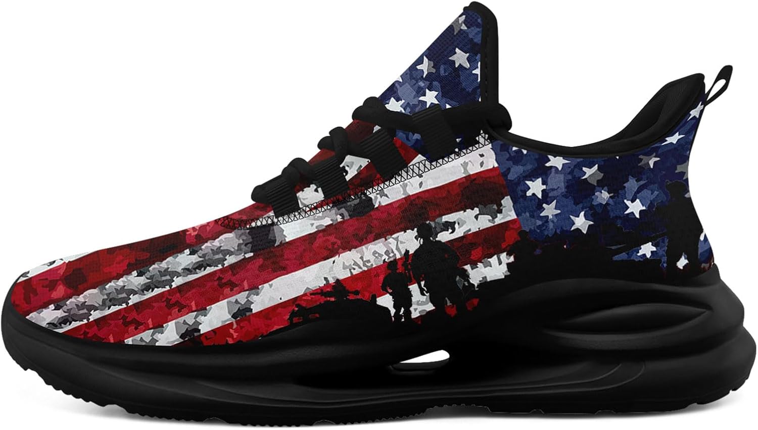 Мужские беговые кроссовки с сеткой, дизайн с американским флагом для патриотических энтузиастов и ветеранов Onegam, черный/синий
Мужские беговые кроссовки с сеткой, дизайн с американским флагом для патриотических энтузиастов и ветеранов Onegam, черный/синий