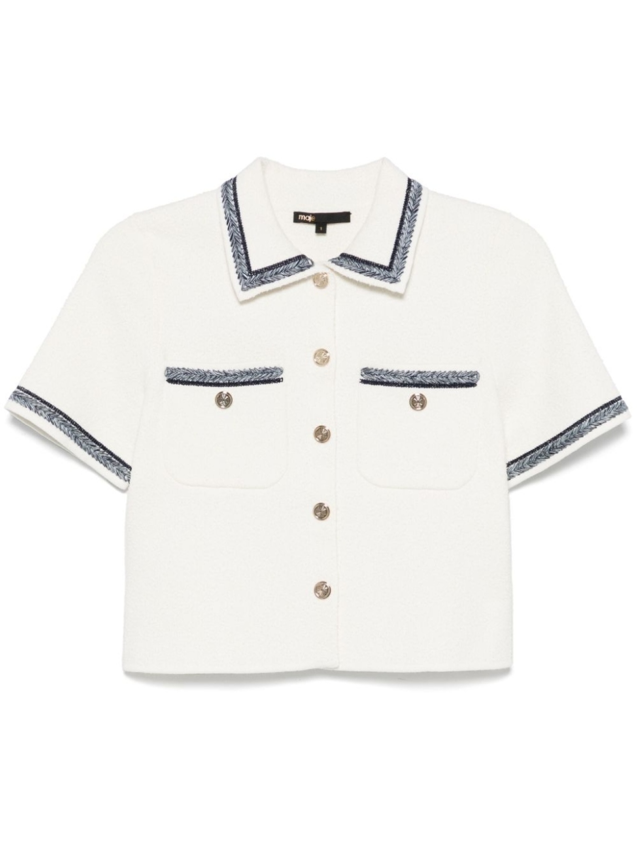 Maje топ с отделкой в полоску, белый 
Maje топ с отделкой в полоску, белый