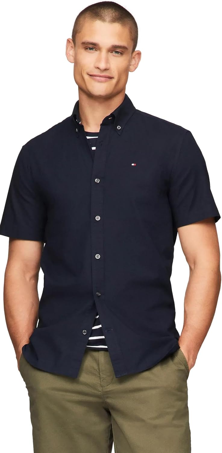 Мужская рубашка-оксфорд с коротким рукавом, классического кроя, Tommy Hilfiger, коллекция 2024, размер S, белый, Desert Sky Navy
Мужская рубашка-оксфорд с коротким рукавом, классического кроя, Tommy Hilfiger, коллекция 2024, размер S, белый, Desert Sky Navy