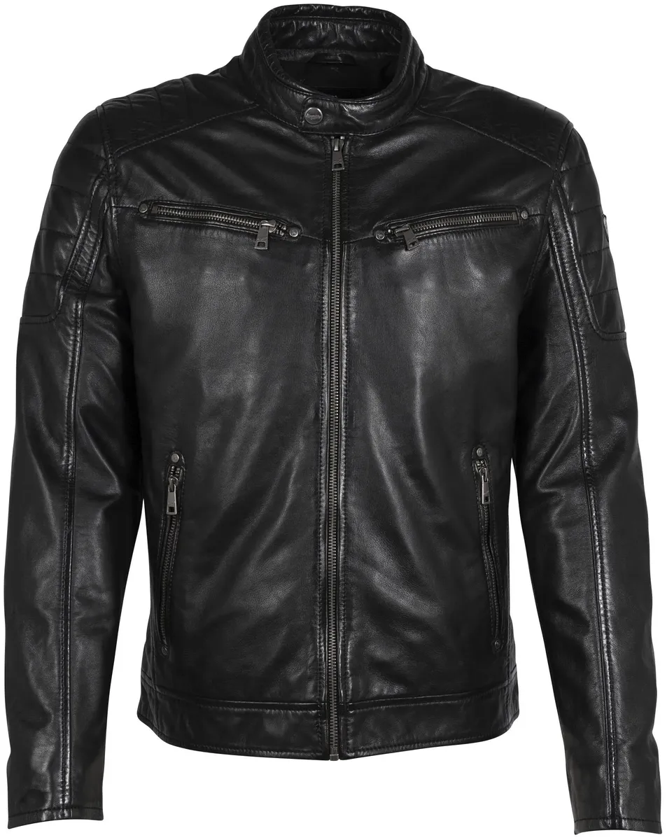 Цыганская кожаная куртка "GBDerry LAORV", с воротником стойкой, застежкой-молнией, кокеткой на плечах Gipsy, черный 
Цыганская кожаная куртка "GBDerry LAORV", с воротником стойкой, застежкой-молнией, кокеткой на плечах Gipsy, черный