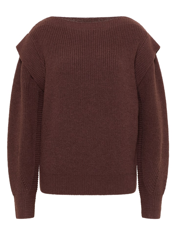 Женский свитер крупной вязки коричневого цвета IZIA
Женский свитер крупной вязки коричневого цвета IZIA