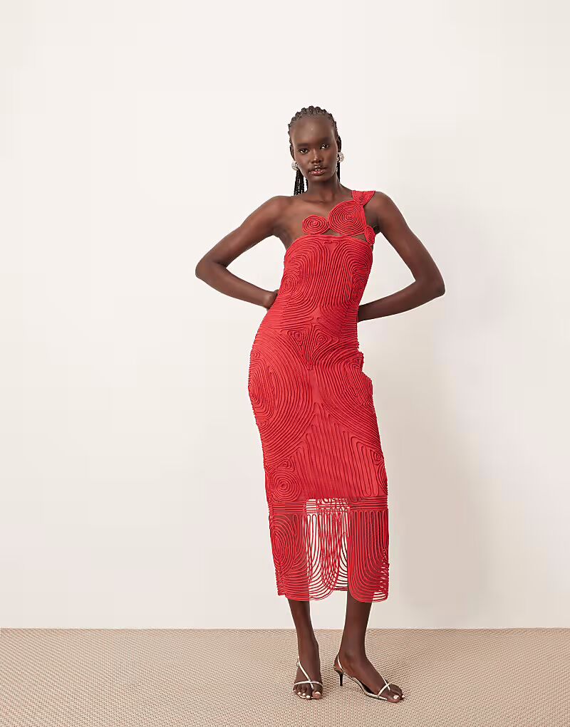 ARRANGE вышитое атласное платье макси Cornelli на одно плечо красного цвета
ARRANGE вышитое атласное платье макси Cornelli на одно плечо красного цвета