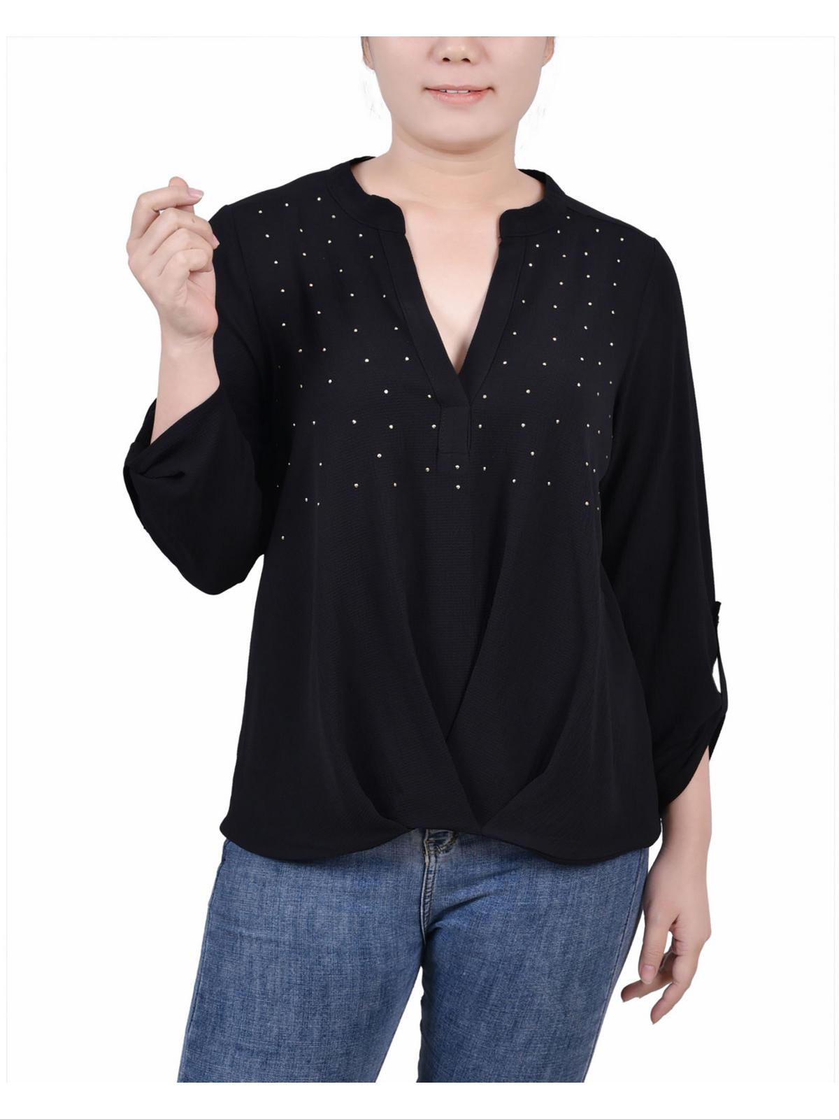 Женская блузка с воротником-стойкой и регулируемыми рукавами Petites NY Collection, черный
Женская блузка с воротником-стойкой и регулируемыми рукавами Petites NY Collection, черный