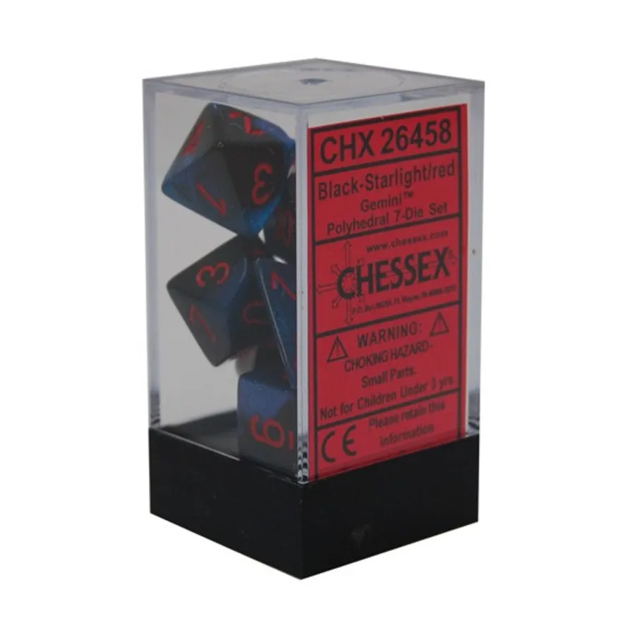 Набор Poly Set Black & Starlight с красным (7), Dice - Gemini - Poly Sets (Chessex)
Набор Poly Set Black & Starlight с красным (7), Dice - Gemini - Poly Sets (Chessex)