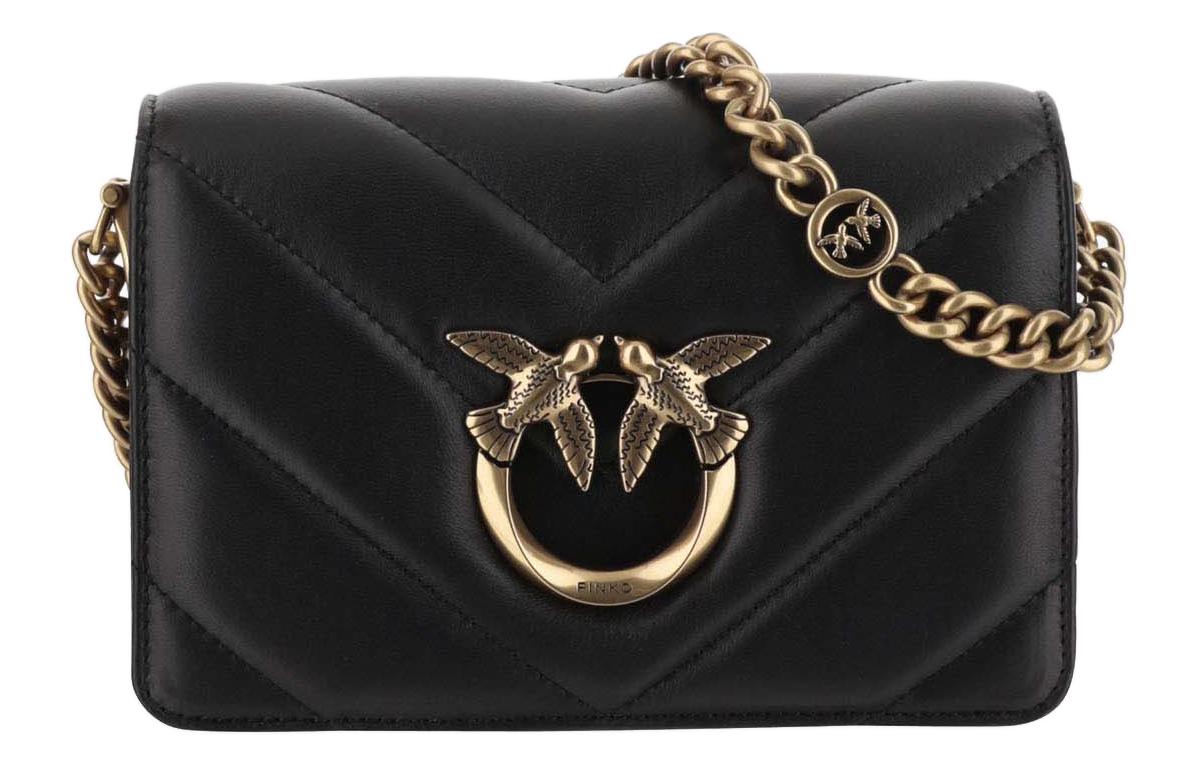 Сумка через плечо из телячьей кожи PINKO женская черная 
Сумка через плечо из телячьей кожи PINKO женская черная