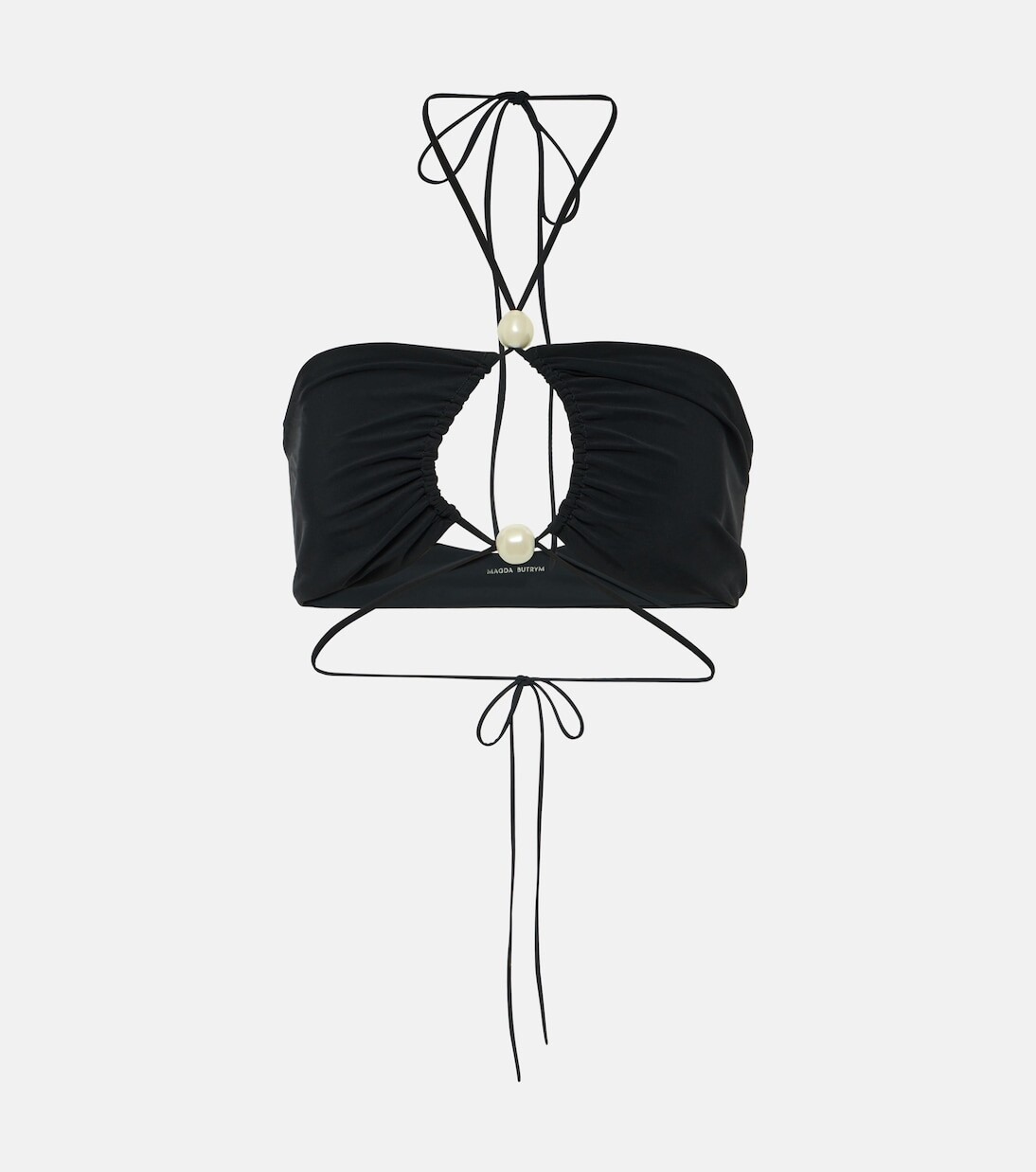 Лиф бикини-бандо, расшитый бисером Magda Butrym, черный
Лиф бикини-бандо, расшитый бисером Magda Butrym, черный