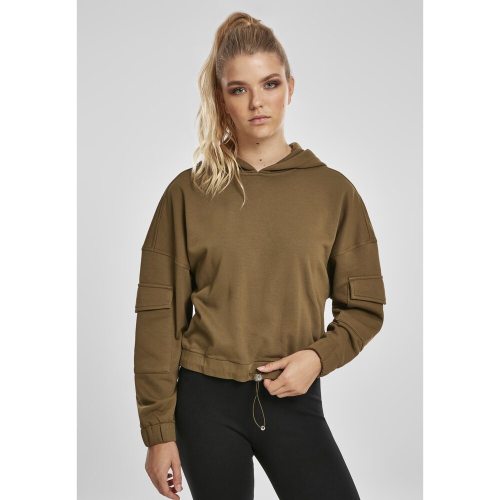 Толстовка Urban Classics Short Worker Hooded, зеленый 
Толстовка Urban Classics Short Worker Hooded, зеленый