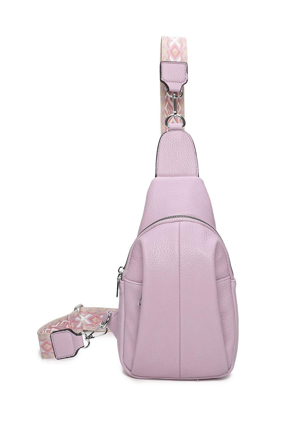 Сумка через плечо Yoko из искусственной кожи с холщовым ремешком Fontanella Fashion, фиолетовый, Серый, Сумка через плечо Yoko из искусственной кожи с холщовым ремешком Fontanella Fashion, фиолетовый