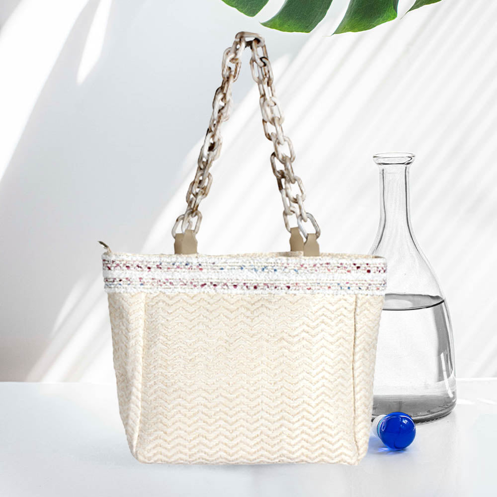 Широкополая сумка-шопер с зигзагообразным шевронным узором из целлулоидного ацетата FASHNZFAB, бежевый
Широкополая сумка-шопер с зигзагообразным шевронным узором из целлулоидного ацетата FASHNZFAB, бежевый