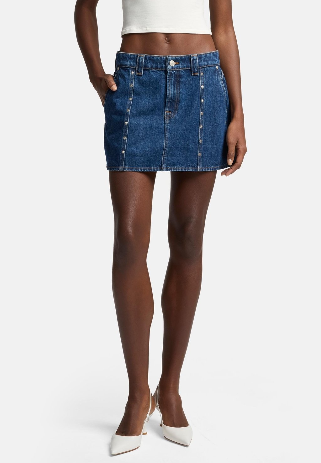 Джинсовая юбка A-line skirt 7 for all mankind, темно-синий 
Джинсовая юбка A-line skirt 7 for all mankind, темно-синий