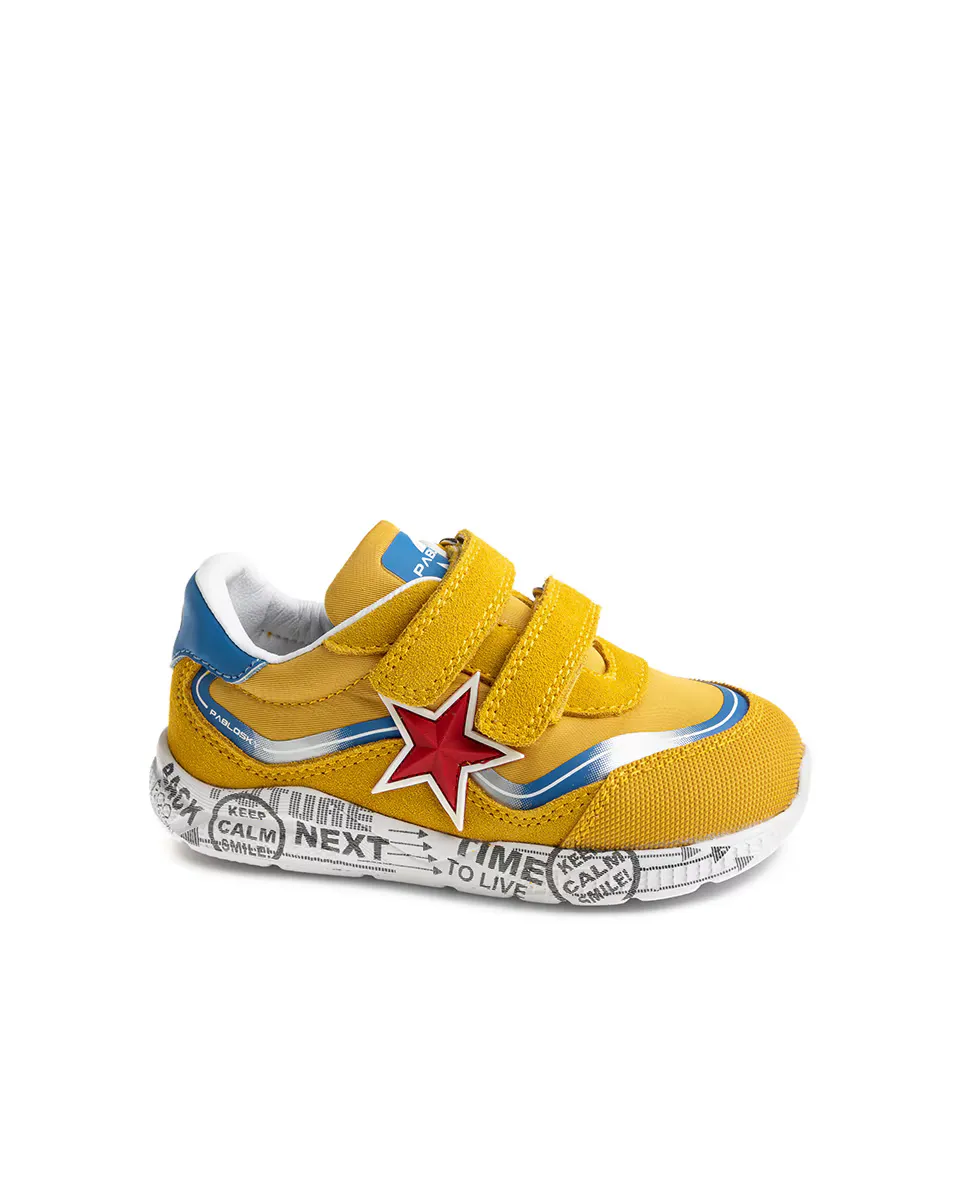Детские кеды из кожи и технического текстиля с застежкой-липучкой Pablosky, желтый
Детские кеды из кожи и технического текстиля с застежкой-липучкой Pablosky, желтый