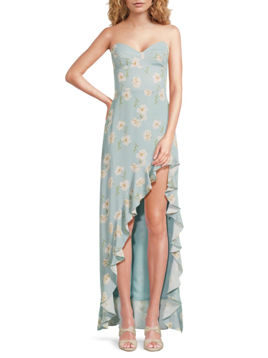 Платье макси Eden Floral High-Low Amanda Uprichard, цвет Blue Floral 
Платье макси Eden Floral High-Low Amanda Uprichard, цвет Blue Floral