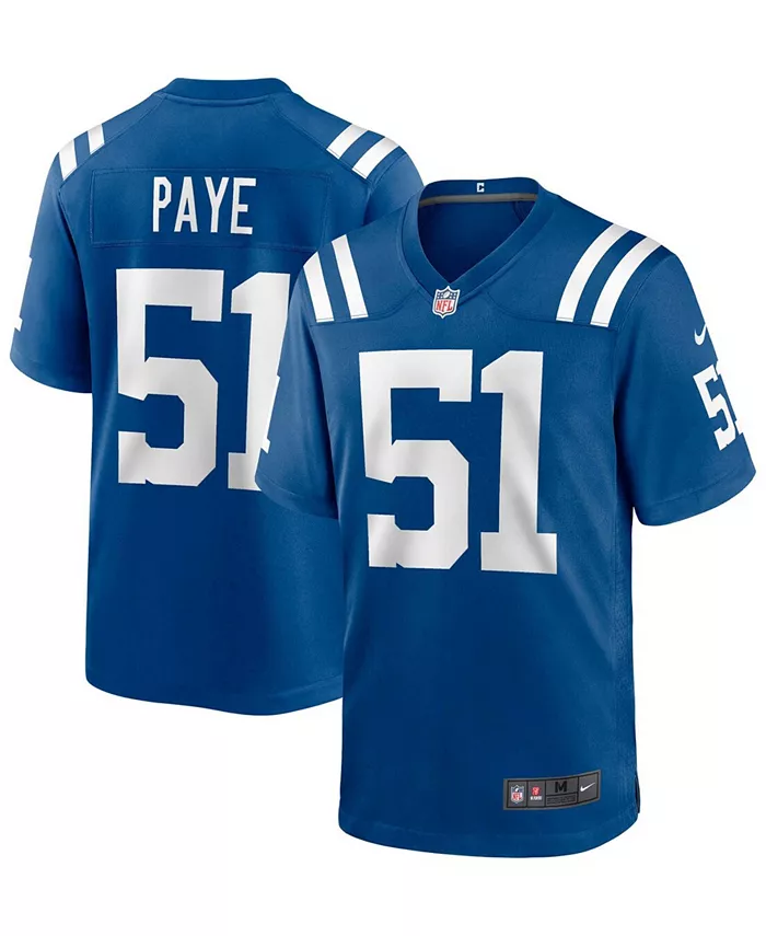 Мужская игровая футболка Kwity Paye Royal Indianapolis Colts — выбор в первом раунде драфта НФЛ 2021 года Nike
Мужская игровая футболка Kwity Paye Royal Indianapolis Colts — выбор в первом раунде драфта НФЛ 2021 года Nike
