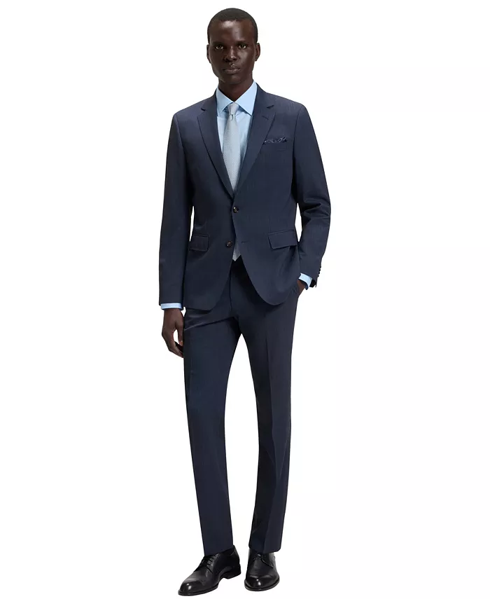 Мужской эластичный костюм приталенного кроя с микроузором Hugo Boss, синий
Мужской эластичный костюм приталенного кроя с микроузором Hugo Boss, синий