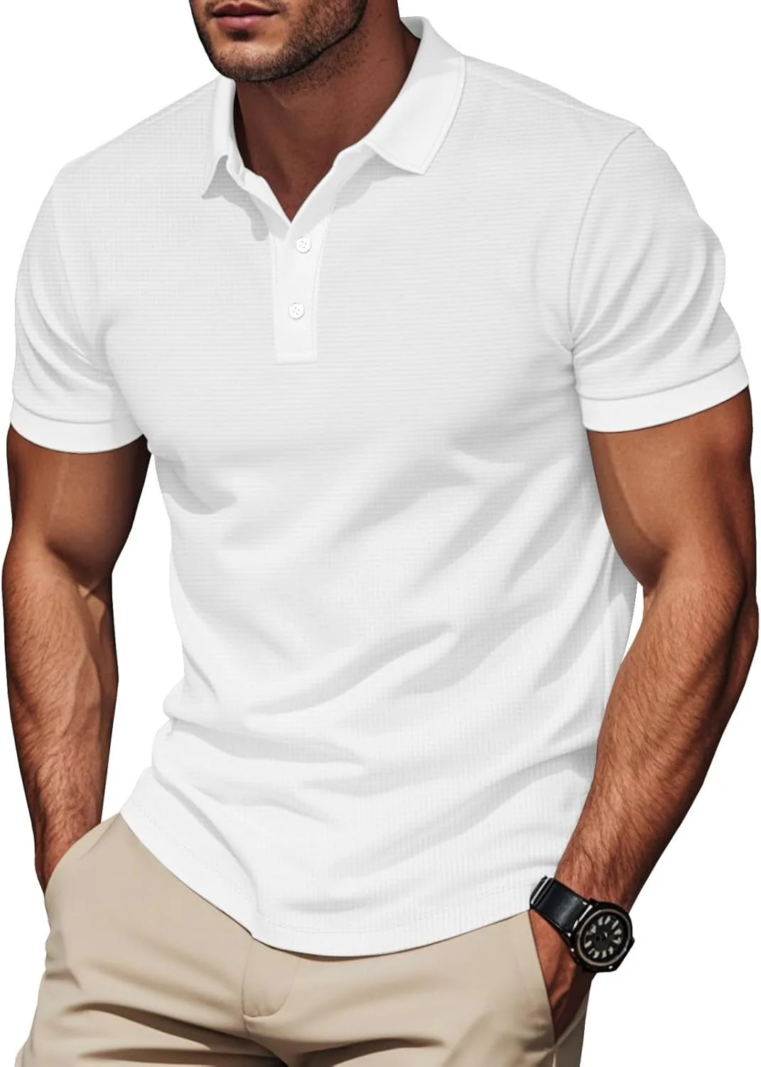 Мужская футболка с коротким рукавом и воротником, легкая, в рубчик QUNPIU
Мужская футболка с коротким рукавом и воротником, легкая, в рубчик QUNPIU