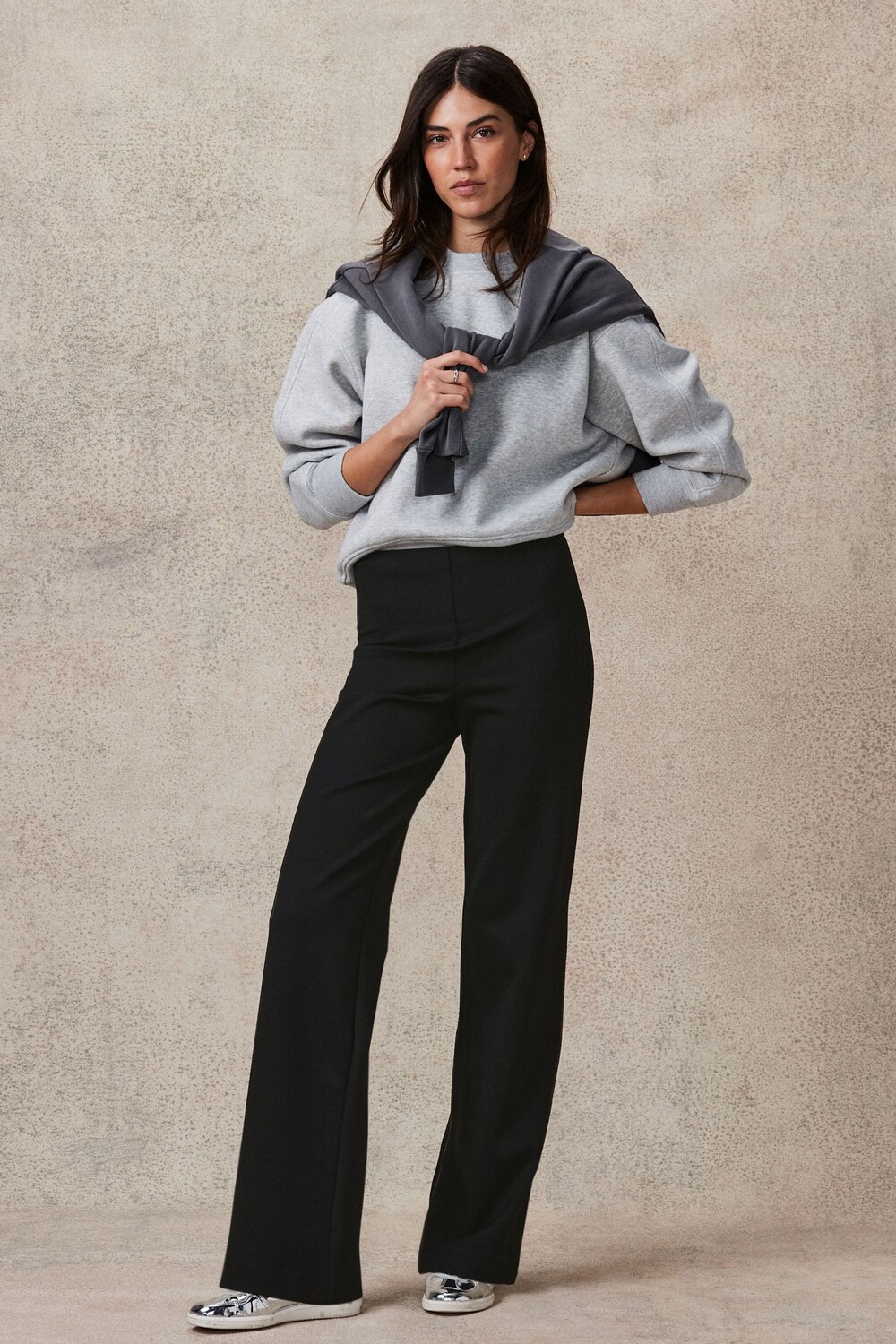 Широкие брюки из ткани понте с разглаживающими вставками Next, черный
Широкие брюки из ткани понте с разглаживающими вставками Next, черный