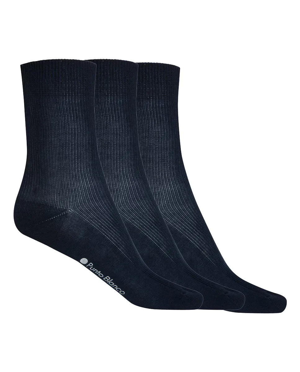 В упаковке 3 пары детских носков из мерсеризованного хлопка в рубчик Punto Blanco, темно-синий 
В упаковке 3 пары детских носков из мерсеризованного хлопка в рубчик Punto Blanco, темно-синий