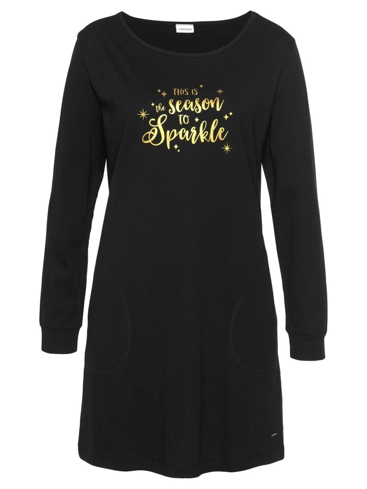 Ночная рубашка LASCANA, черный 
Ночная рубашка LASCANA, черный