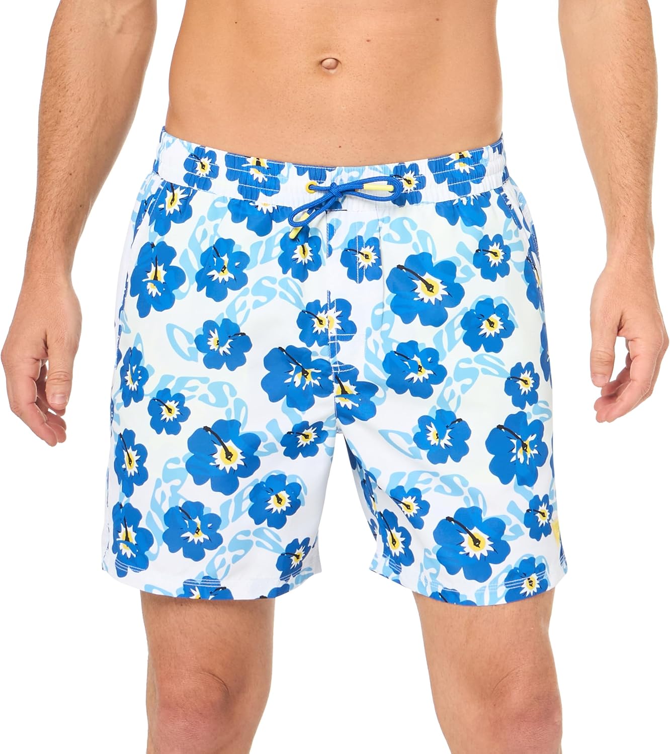 Плавки-шорты GUESS Men's Standard Eco Flower, White Ibiscus Logo Print
Плавки-шорты GUESS Men's Standard Eco Flower, White Ibiscus Logo Print