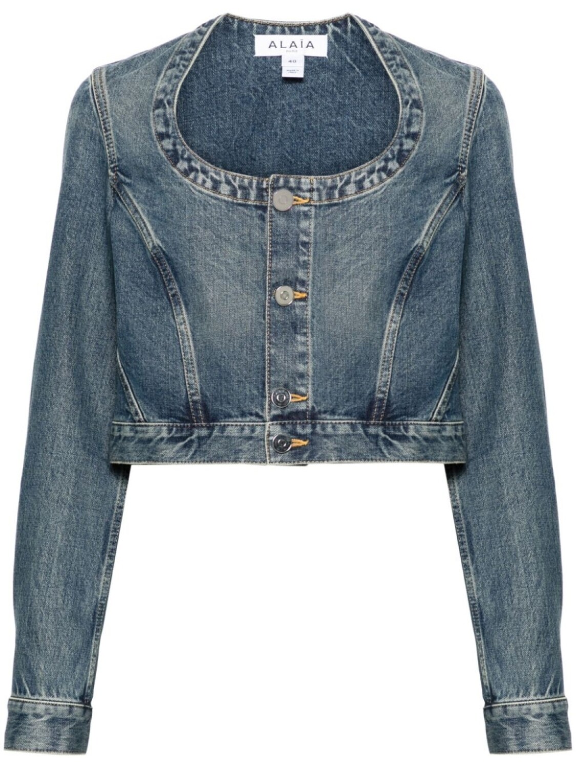Alaïa укороченная джинсовая куртка, синий 
Alaïa укороченная джинсовая куртка, синий