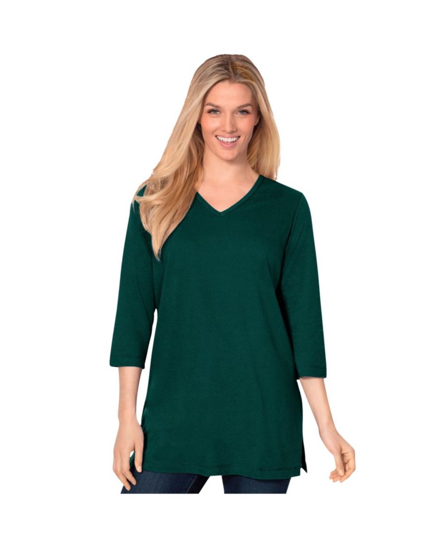 Туника больших размеров с рукавами три четверти и V-образным вырезом Woman Within, Emerald green
Туника больших размеров с рукавами три четверти и V-образным вырезом Woman Within, Emerald green