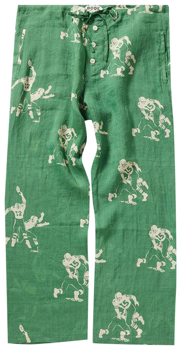 Брюки Bode Football Silhouette Pajama Pants 'Green/Cream', зеленый 
Брюки Bode Football Silhouette Pajama Pants 'Green/Cream', зеленый
