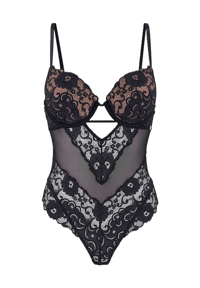 Искушение боди чашка b кружево Lascana, черный 
Искушение боди чашка b кружево Lascana, черный