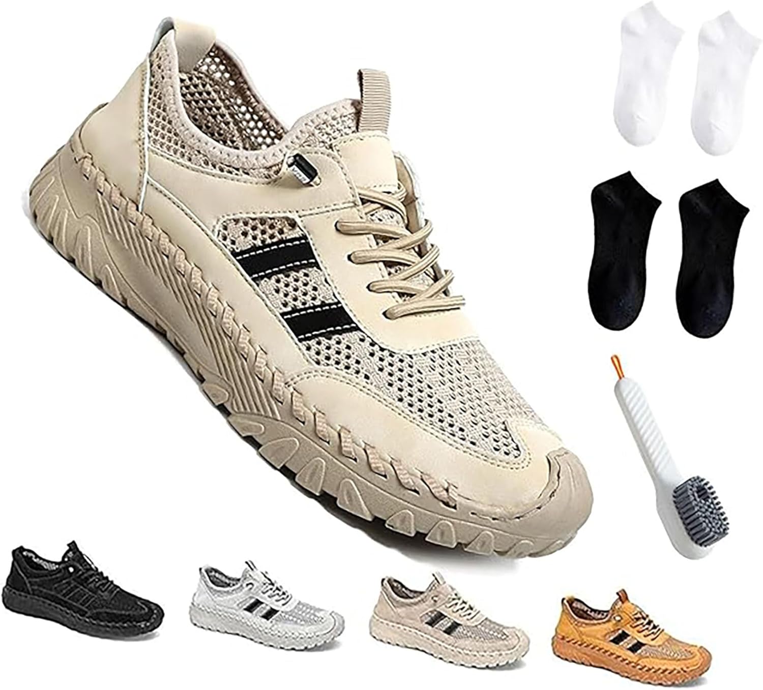 Мужские слипоны для походов из ортопедической кожи с сильной поддержкой свода стопы, слипоны для походов с ортопедической подошвой, дышащая сетка, эластичные шнурки Sncidsge, бежевый
Мужские слипоны для походов из ортопедической кожи с сильной поддержкой свода стопы, слипоны для походов с ортопедической подошвой, дышащая сетка, эластичные шнурки Sncidsge, бежевый