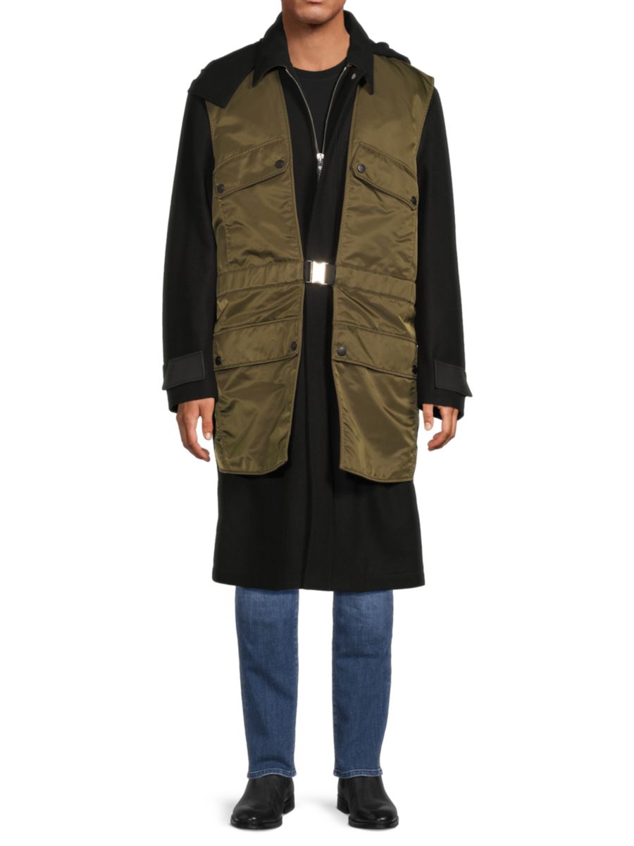 Удлиненная куртка с капюшоном из комбинированной ткани MCM, черный
Удлиненная куртка с капюшоном из комбинированной ткани MCM, черный