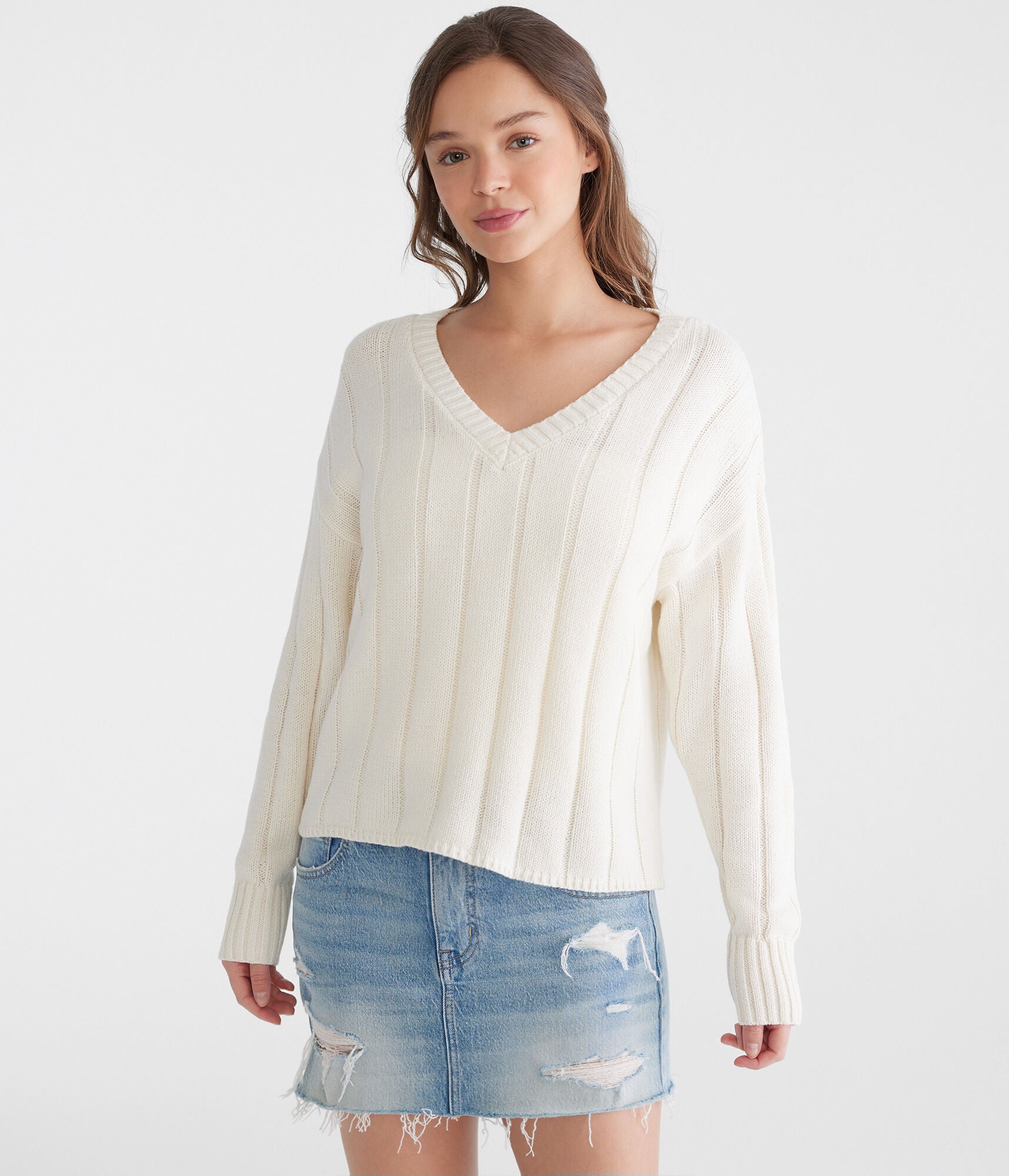 Аэропосталь Ребристый Свитер с V-образным вырезом Aeropostale, белый
Аэропосталь Ребристый Свитер с V-образным вырезом Aeropostale, белый