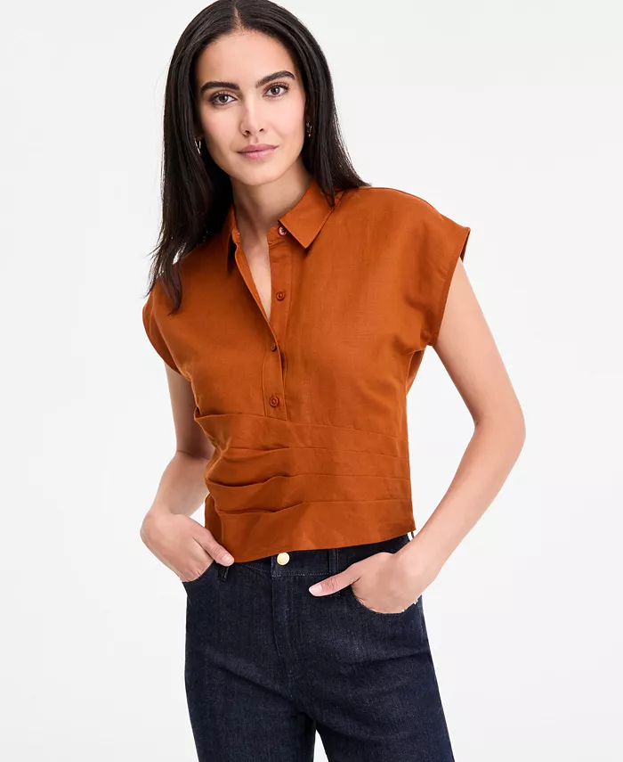 Женская блуза-рубашка из льняной смеси с запахом I.N.C. International Concepts, коричневый
Женская блуза-рубашка из льняной смеси с запахом I.N.C. International Concepts, коричневый