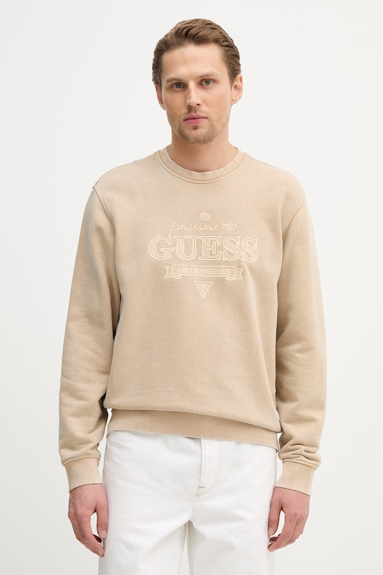 Хлопковая толстовка Guess, бежевый
Хлопковая толстовка Guess, бежевый
