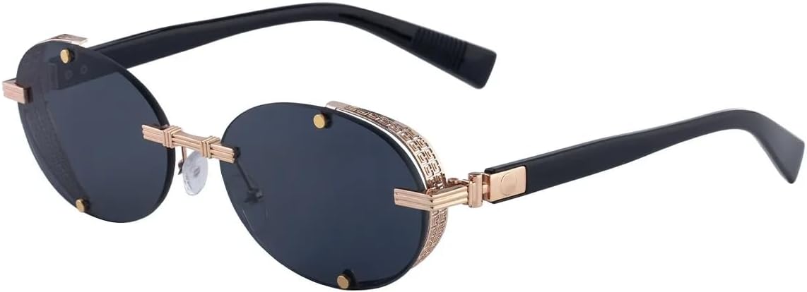 Солнцезащитные очки с защитой UV400 | Овальная металлическая оправа с заклепками в стиле панк | Для женщин и мужчин, для занятий спортом на открытом воздухе и вождения DSVIGF, Gold Black
Солнцезащитные очки с защитой UV400 | Овальная металлическая оправа с заклепками в стиле панк | Для женщин и мужчин, для занятий спортом на открытом воздухе и вождения DSVIGF, Gold Black