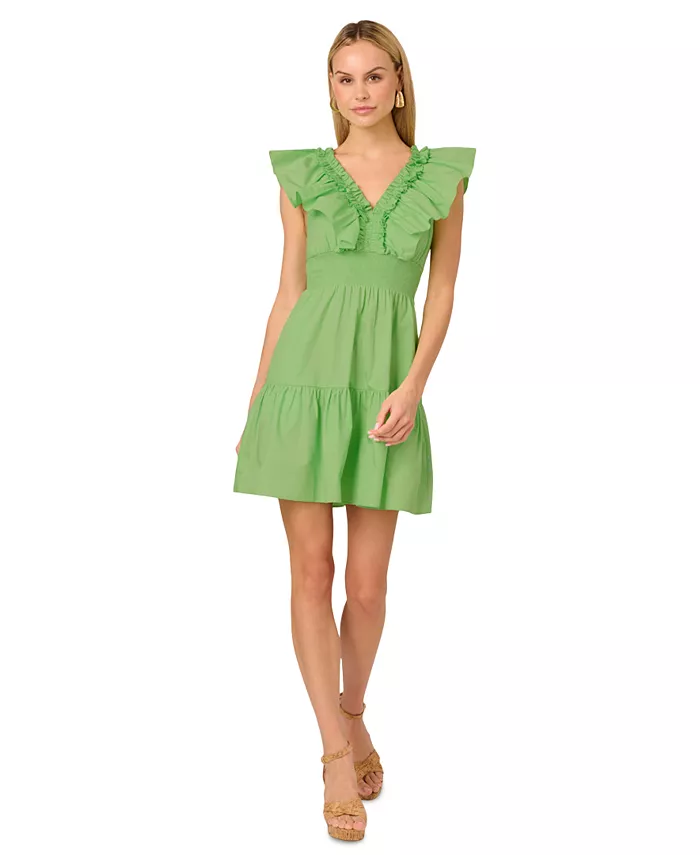 Женское платье Adrianna Papell из хлопка с оборками и расклешенным лифом, зеленый
Женское платье Adrianna Papell из хлопка с оборками и расклешенным лифом, зеленый