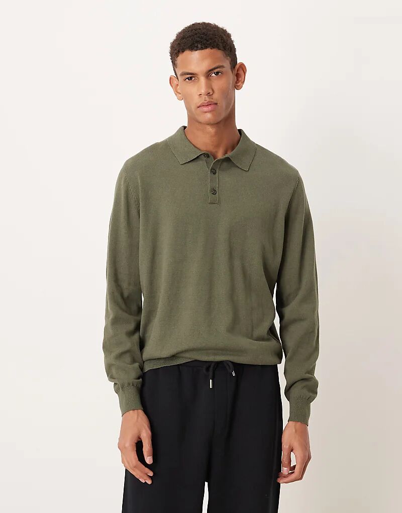 Свободное трикотажное поло с длинными рукавами цвета хаки от ASOS DESIGN
Свободное трикотажное поло с длинными рукавами цвета хаки от ASOS DESIGN