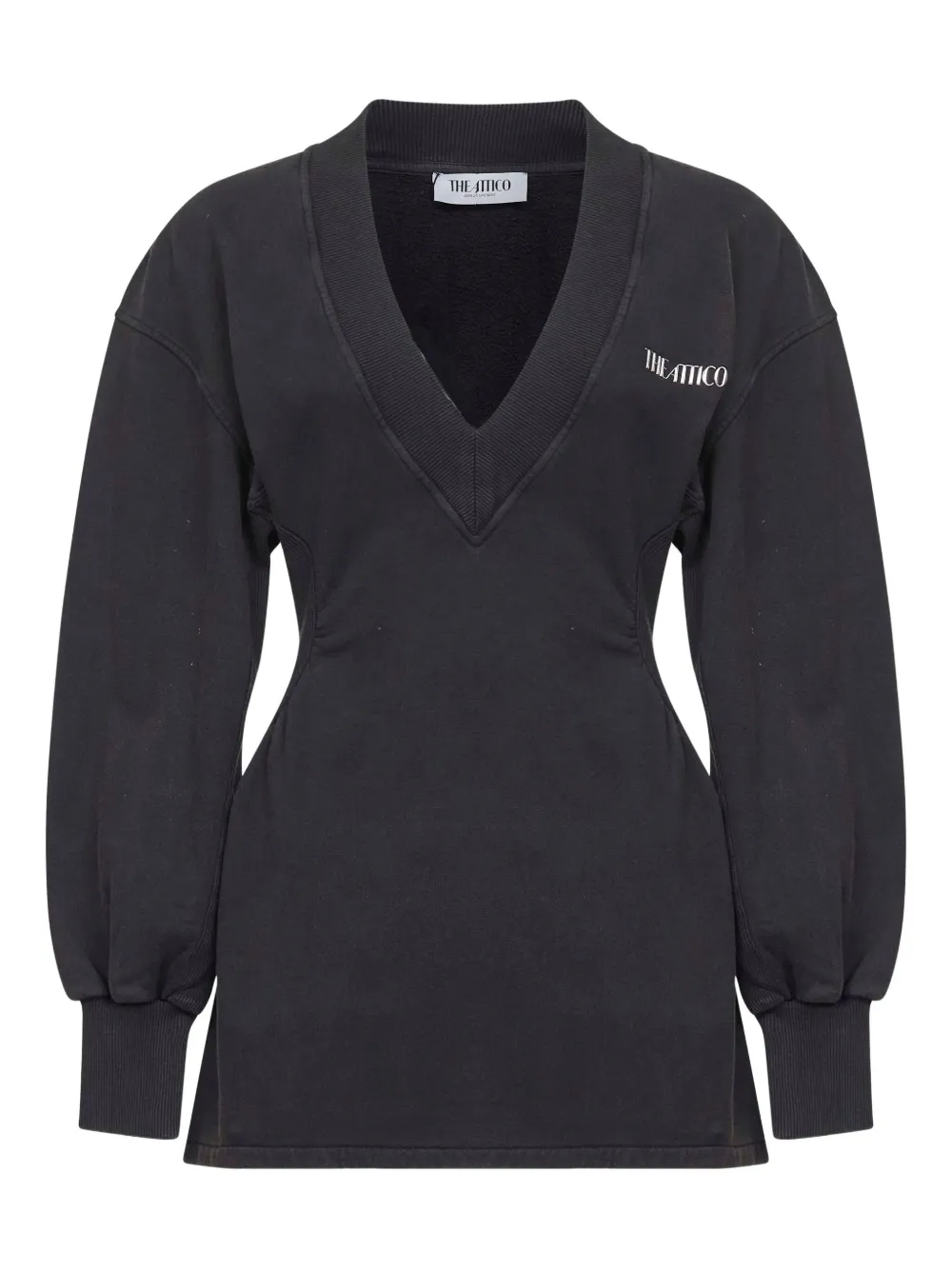 Мини-платье с V-образным вырезом The Attico, черный
Мини-платье с V-образным вырезом The Attico, черный