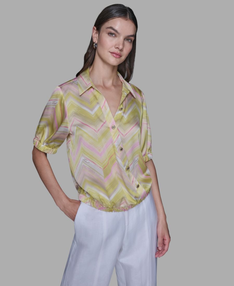 Женская блузка с V-образным вырезом и принтом KARL LAGERFELD PARIS, Lime Multi
Женская блузка с V-образным вырезом и принтом KARL LAGERFELD PARIS, Lime Multi