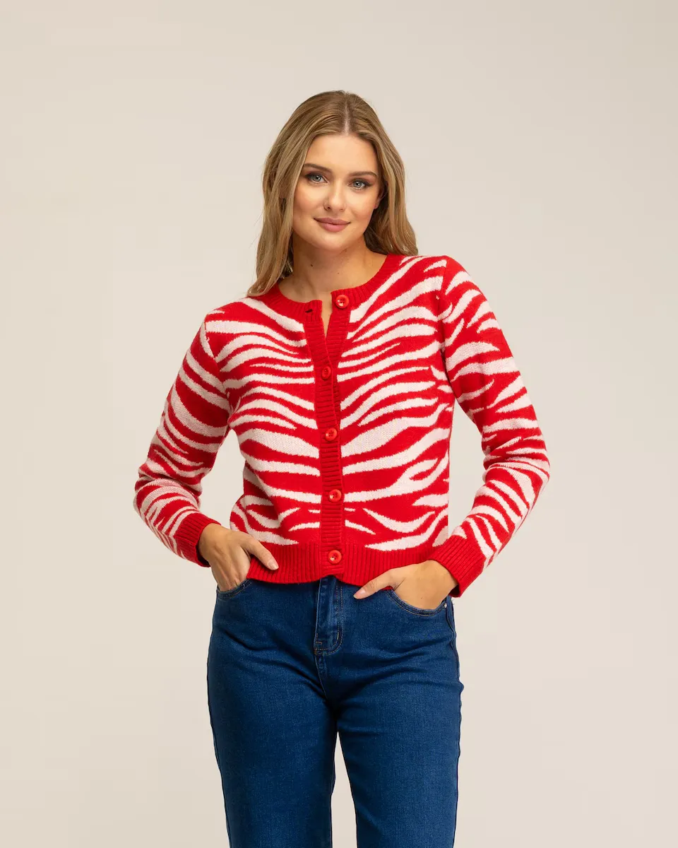 Женский вязаный кардиган с принтом животного Tantra, красный
Женский вязаный кардиган с принтом животного Tantra, красный