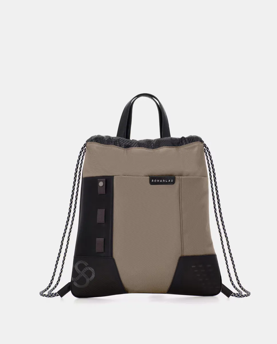 Бежевый рюкзак из ткани в виде мешка Scharlau
Бежевый рюкзак из ткани в виде мешка Scharlau