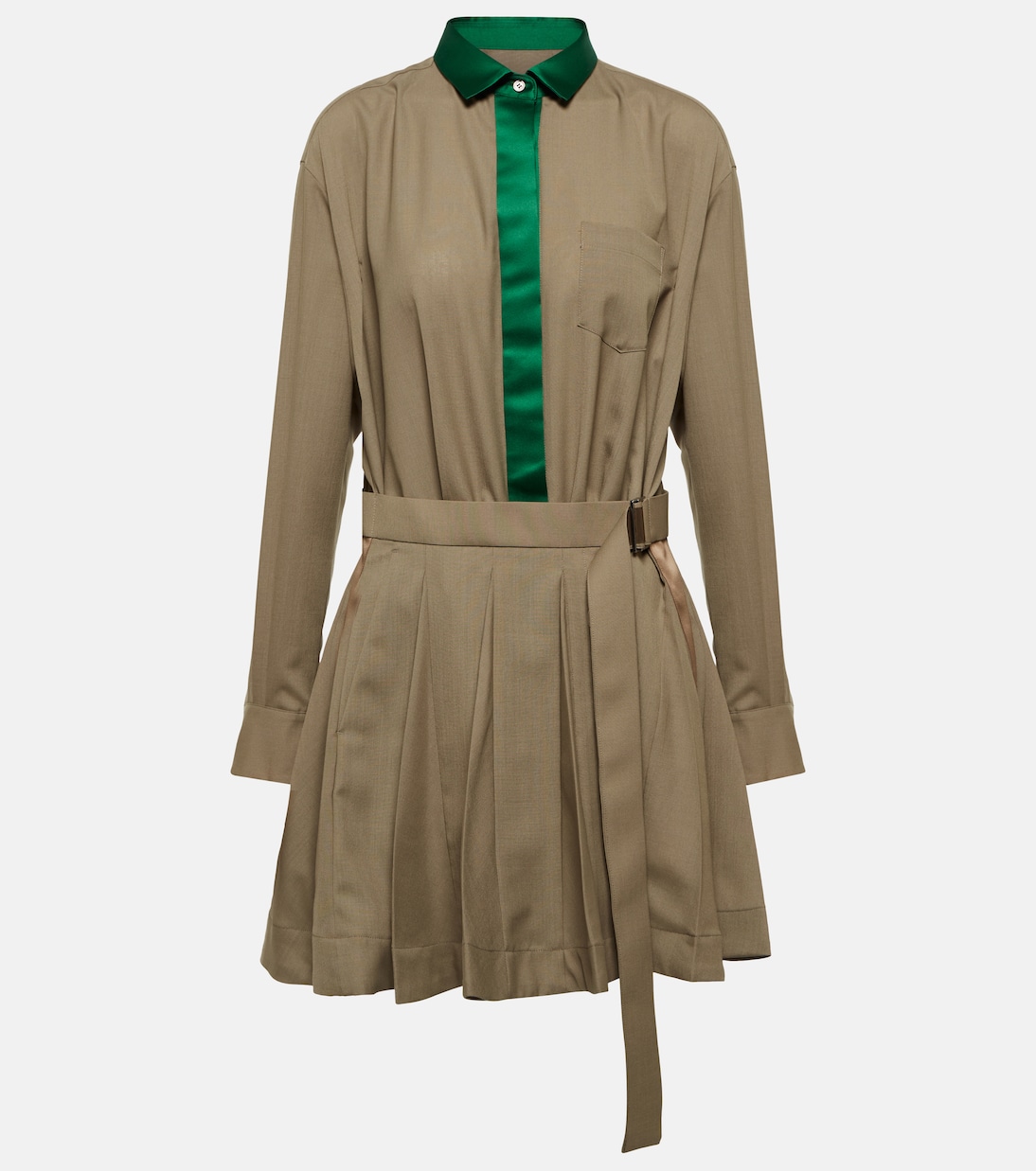 Мини-платье с плиссированной атласной отделкой Sacai, бежевый
Мини-платье с плиссированной атласной отделкой Sacai, бежевый