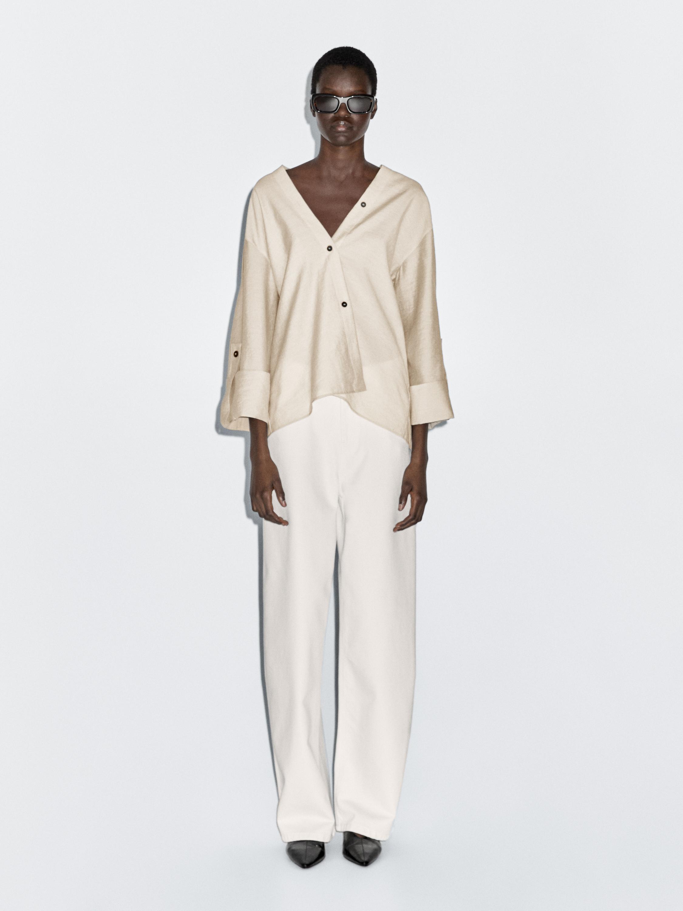 Рубашка с закатанными рукавами Massimo Dutti, кремовый
Рубашка с закатанными рукавами Massimo Dutti, кремовый