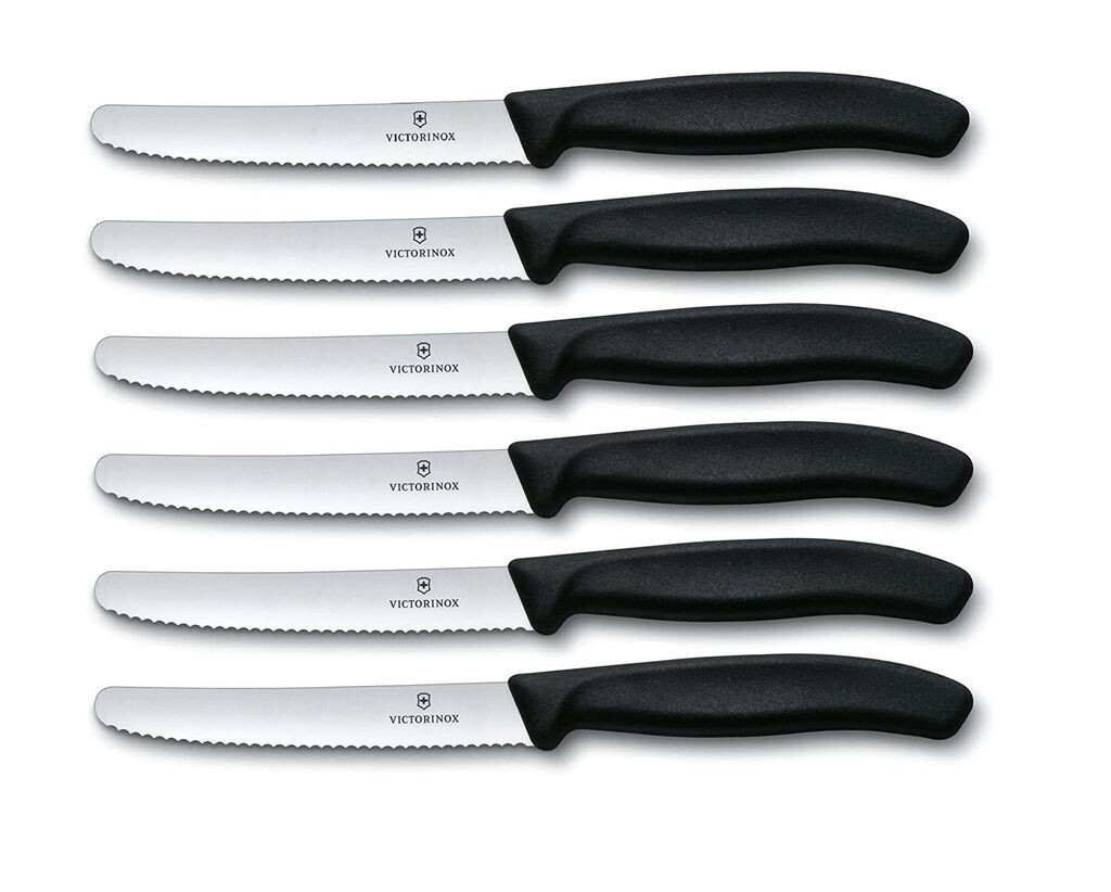 Столовые ножи Victorinox, 6 предметов - Swiss Classic томатные ножи с зубчатым краем, нержавеющая сталь - Swiss Made - черный Victorinox Swiss Army
Столовые ножи Victorinox, 6 предметов - Swiss Classic томатные ножи с зубчатым краем, нержавеющая сталь - Swiss Made - черный Victorinox Swiss Army