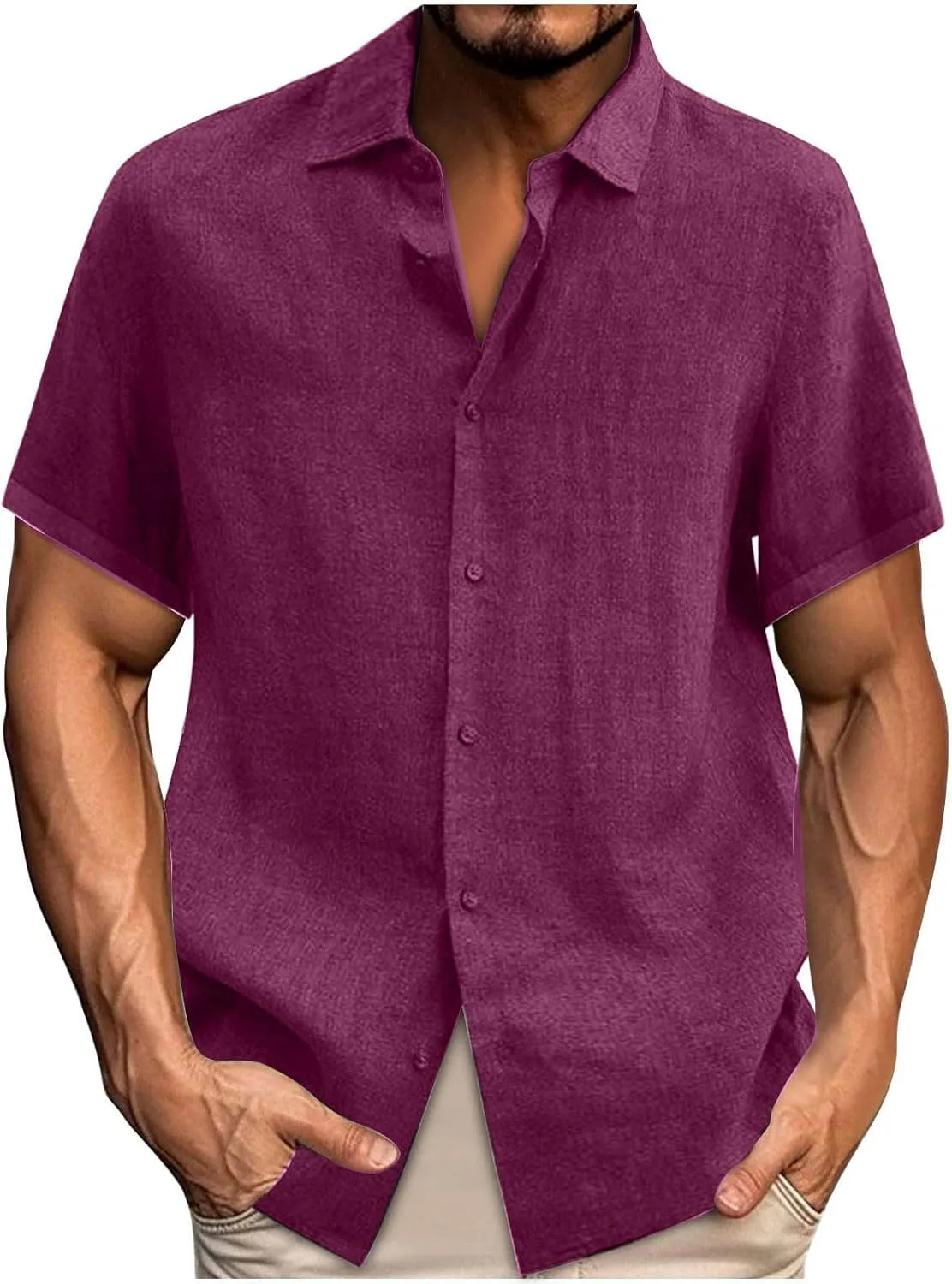 Мужская льняная рубашка с коротким рукавом и пуговицами
Мужская льняная рубашка с коротким рукавом и пуговицами