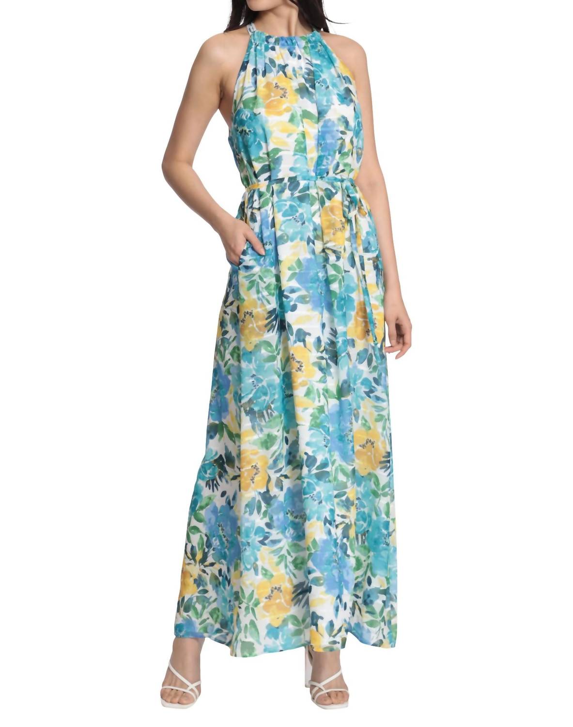 Платье макси с цветочным принтом и бретелью через шею нежно-белого/голубого цвета Maggy London
Платье макси с цветочным принтом и бретелью через шею нежно-белого/голубого цвета Maggy London