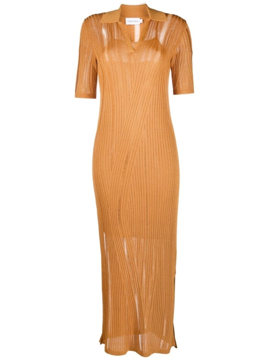 Calvin Klein платье в рубчик с V-образным вырезом, оранжевый
Calvin Klein платье в рубчик с V-образным вырезом, оранжевый