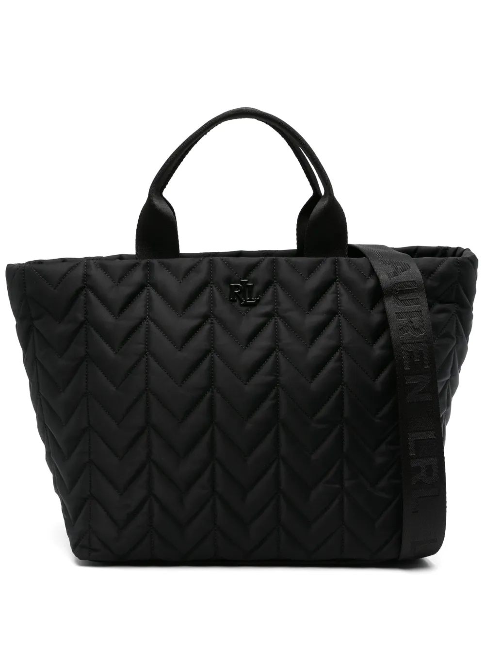 Стеганая сумка-тоут Lauren Ralph Lauren, черный 
Стеганая сумка-тоут Lauren Ralph Lauren, черный