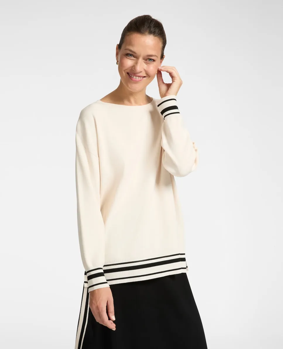 Женский джемпер с прямым кроем и полосатыми краями Elena Miró, бежевый
Женский джемпер с прямым кроем и полосатыми краями Elena Miró, бежевый