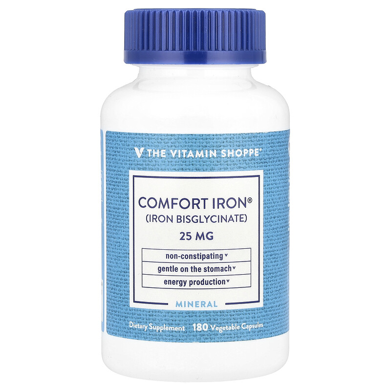 The Vitamin Shoppe, Comfort Iron, 25 мг, 180 растительных капсул
The Vitamin Shoppe, Comfort Iron, 25 мг, 180 растительных капсул